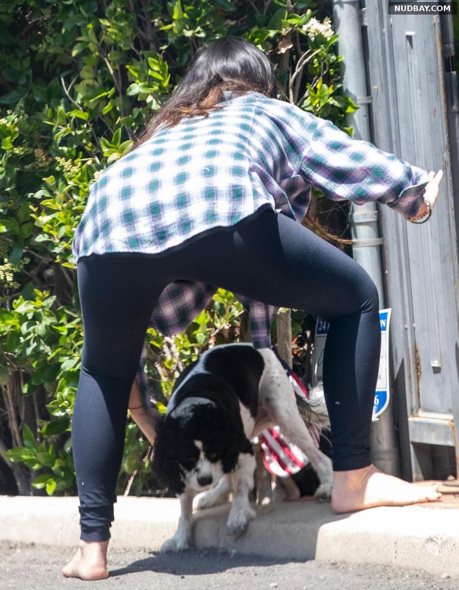 Olivia Munn at a mobile dog groomer outside her home in Los Angeles Jun 13 2021