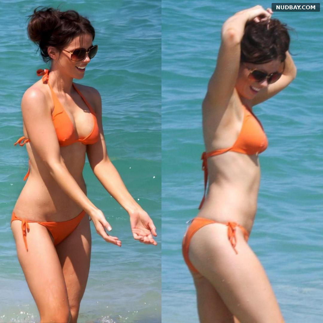 Kate Beckinsale in orange sexy bikini 2021