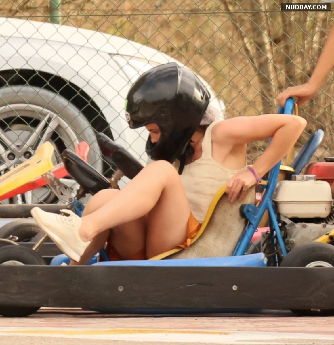 Emma Watson Sexy Go-Karting in Ibiza Aug 13 2021