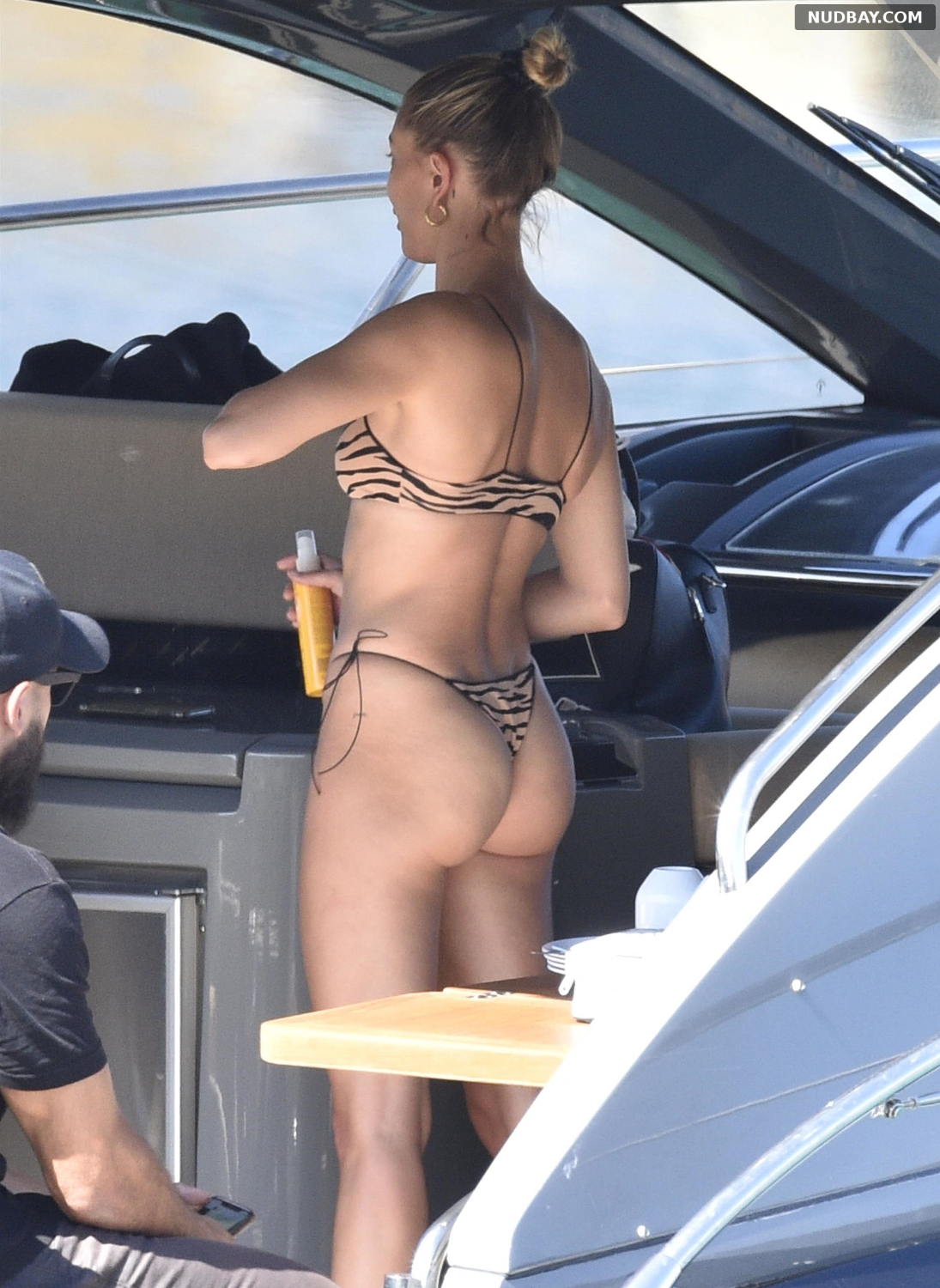 Hailey Baldwin Ass in bikini on a yacht in Sardinia Jun 23 2020