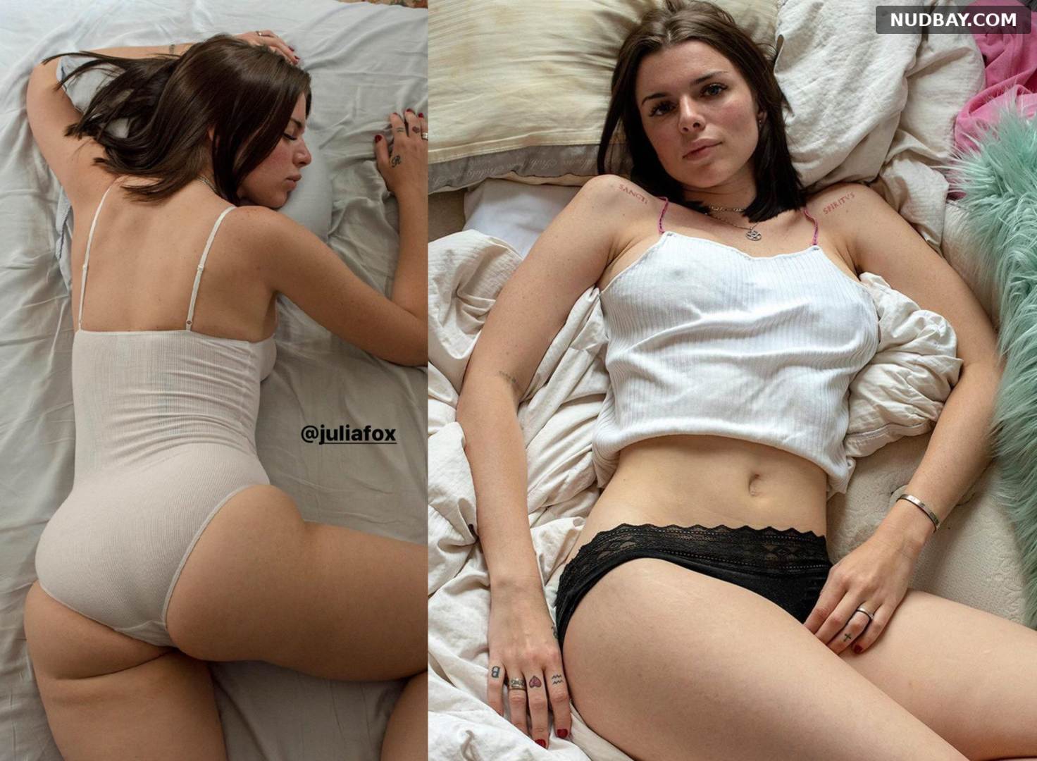 Julia Fox nude on bed Instagram photos Jul 2020