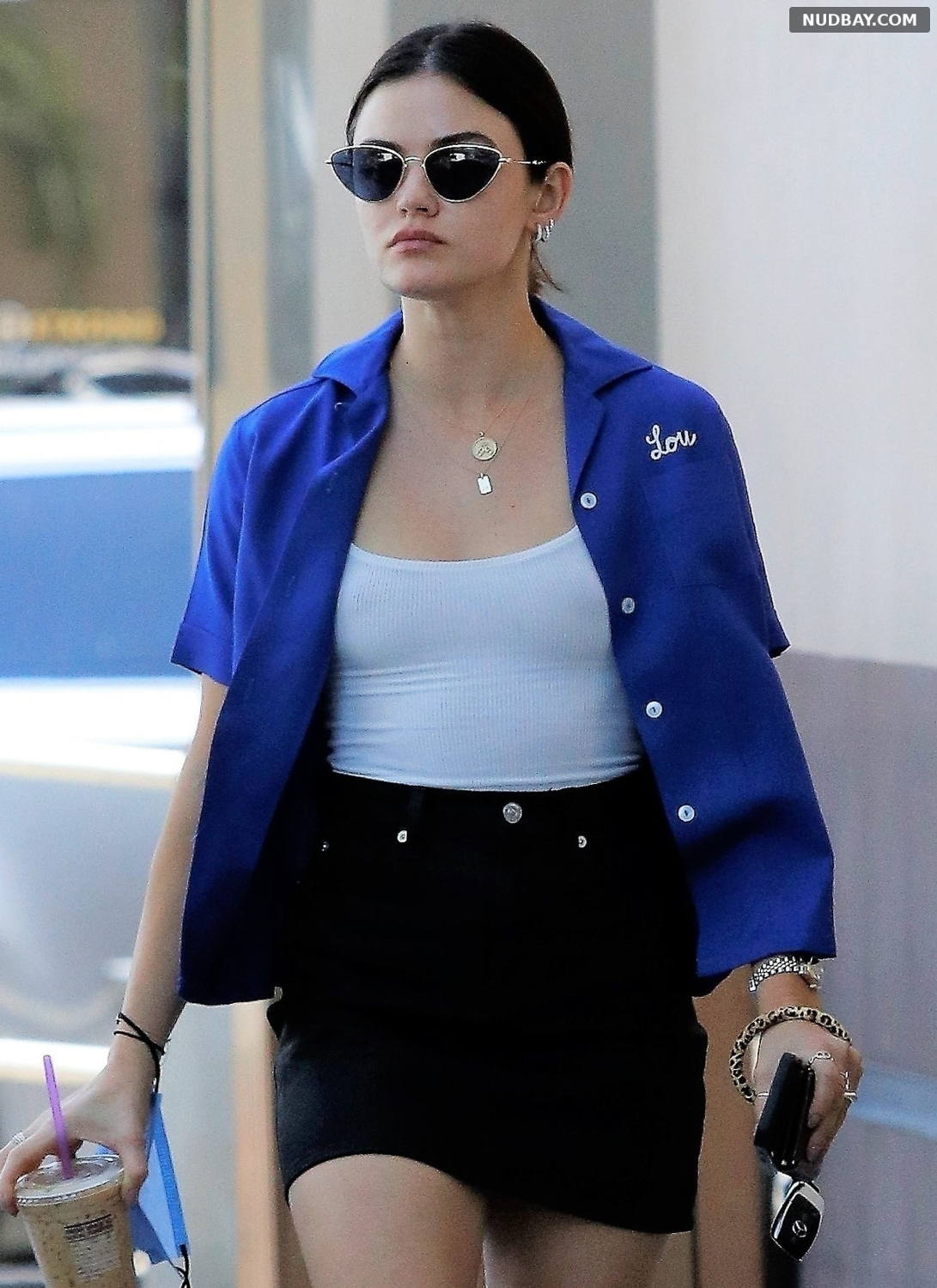 Lucy Hale braless on a shopping trip in Los Angeles Sep 22 2021