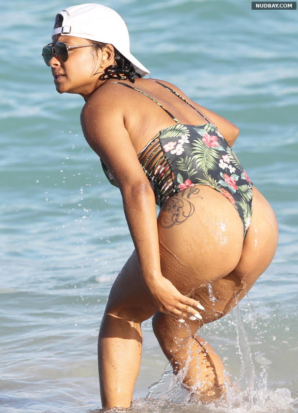 Christina Milian Ass on the beach in Miami Jan 04 2016 01
