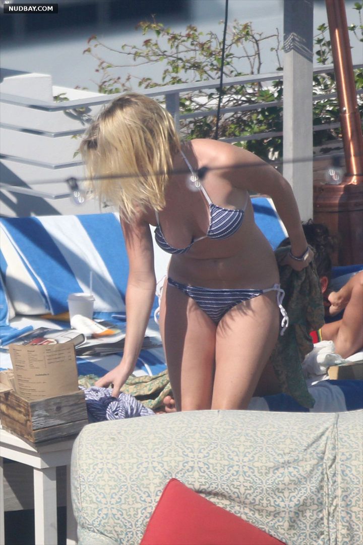 Alice Eve Boobs Bikini at a Beach in Miami 2014