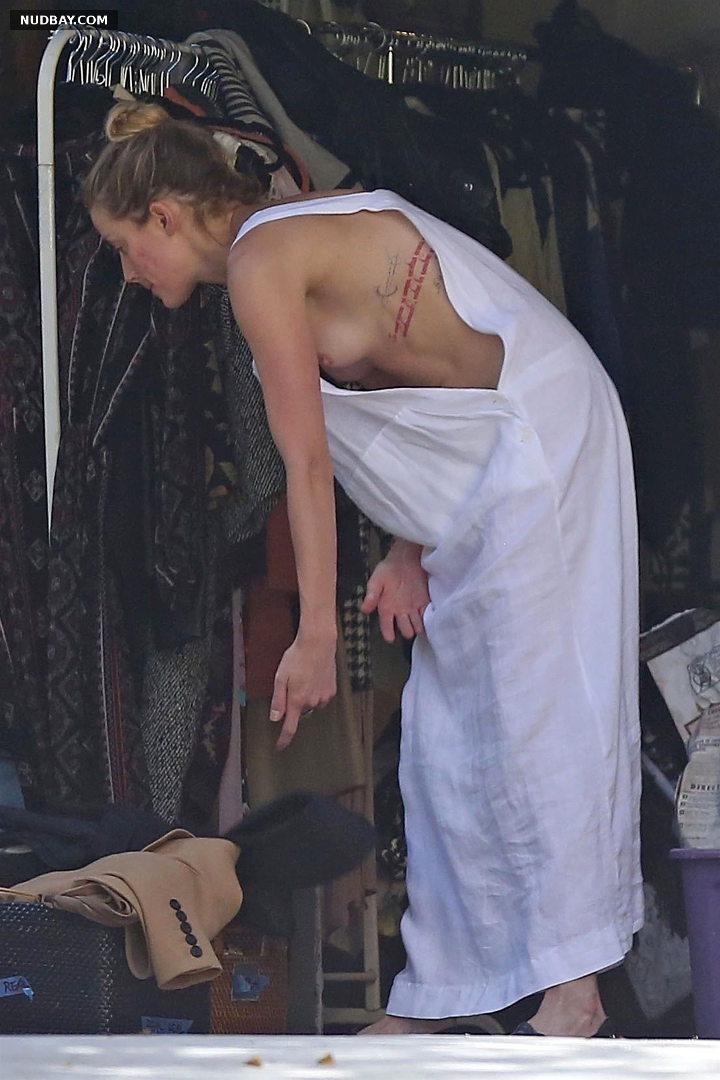 Amber Heard NipSlip & See-Through cleaning out her garage in LA 2018