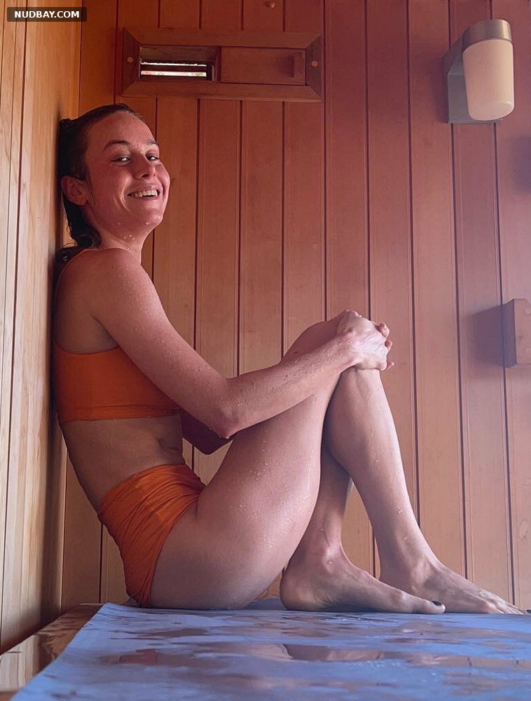 Brie Larson NUDE Sauna Sweaty in Orange Lingerie 2023