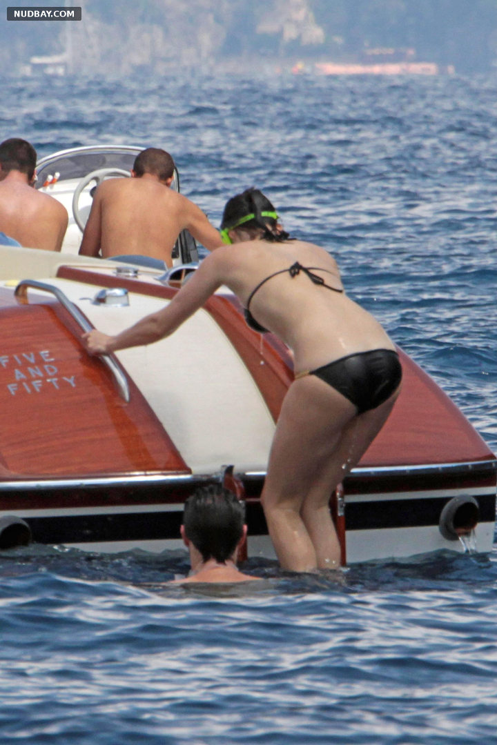 Gemma Arterton naked booty in a black Bikini on holiday in Italy
