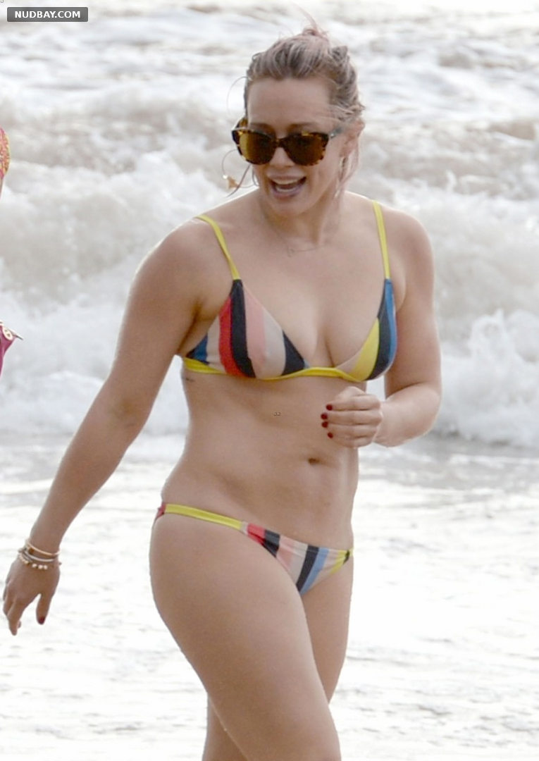 Hilary Duff tits Wearing a Bikini at a Beach in Maui 02 04 2016