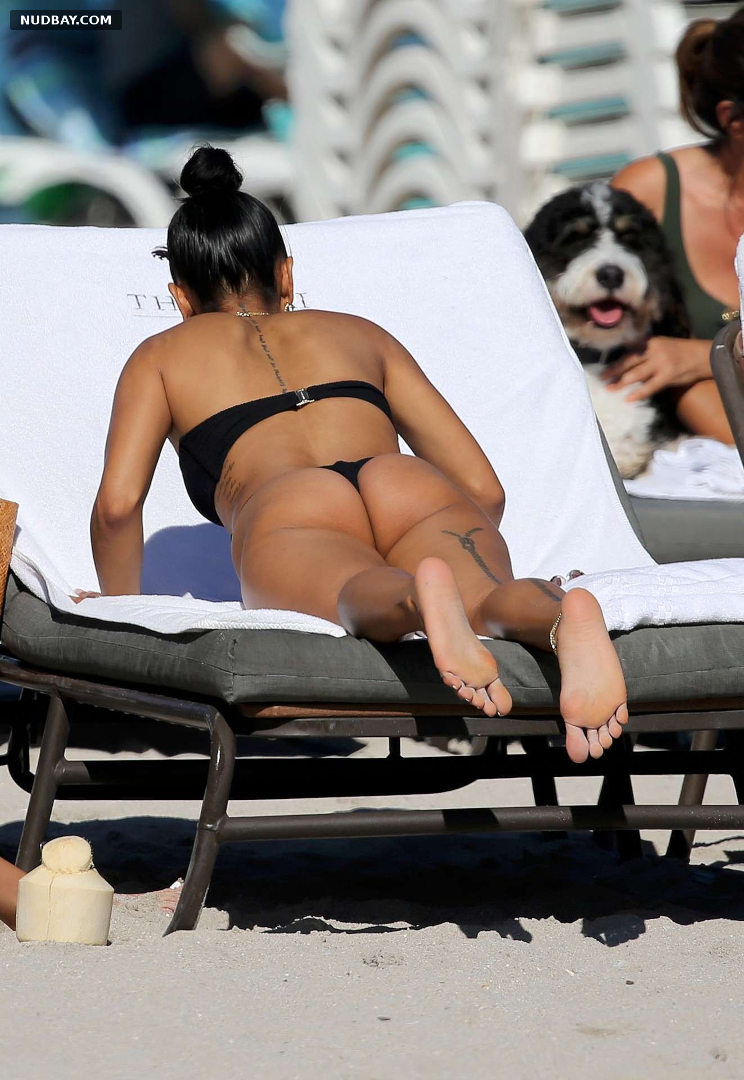 Karrueche Tran Bare Booty Bikini on the Beach in Miami 2020