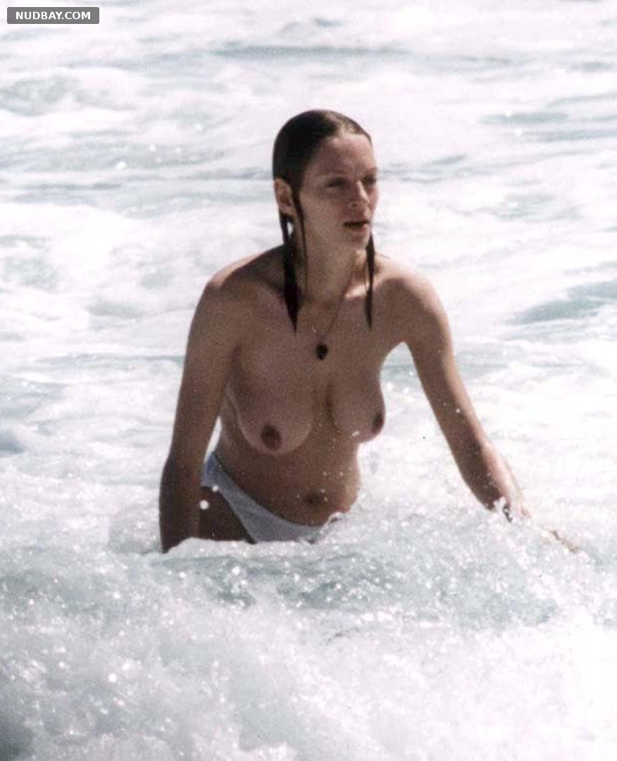 Uma Thurman nude on the beach in St Barts 1996