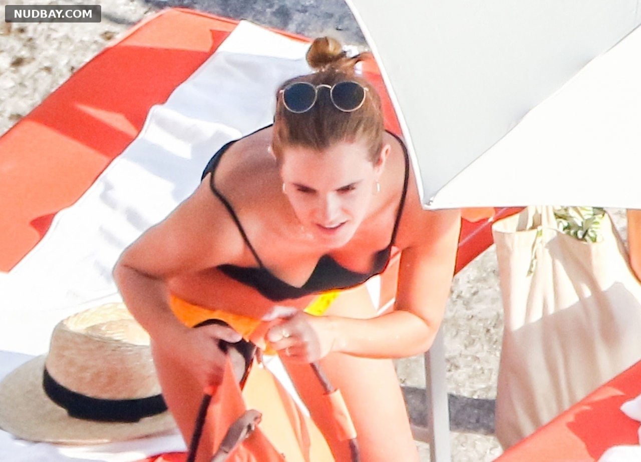 Emma Watson tits in Bikini at a Beach in Positano Italy 08 04 2020