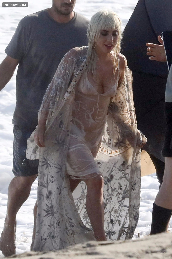 Lady Gaga see-thru photoshoot on the beach in Malibu July 25 2018