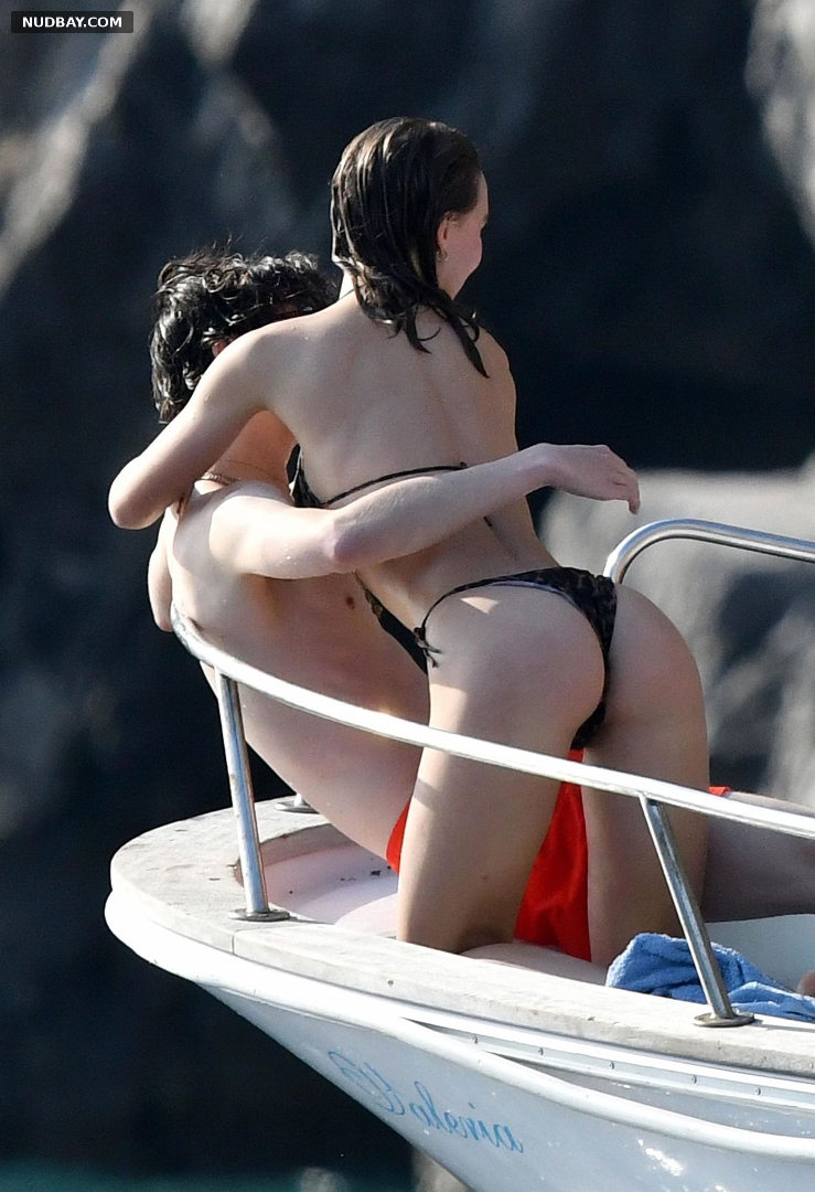 Lily-Rose Depp nude sexy wearing a bikini on a yacht Capri Italy 2019