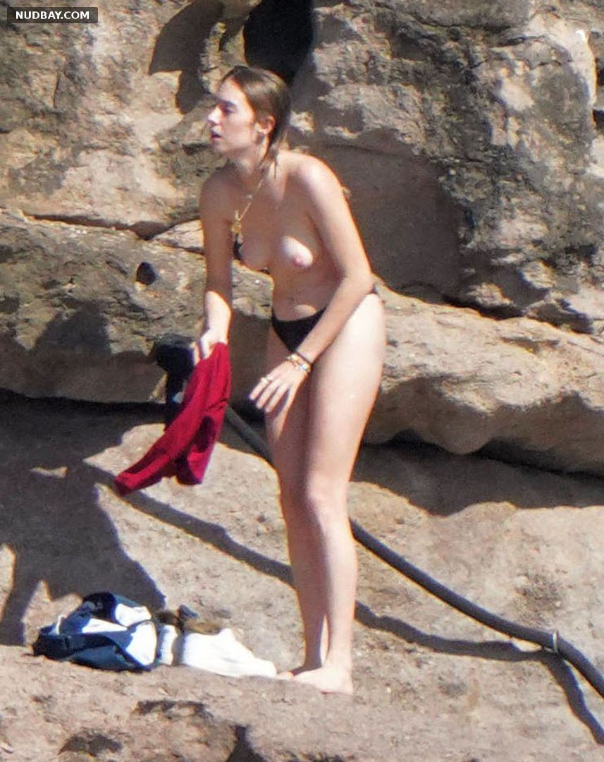Maya Hawke naked boobs on the beach in St. Barts 2021