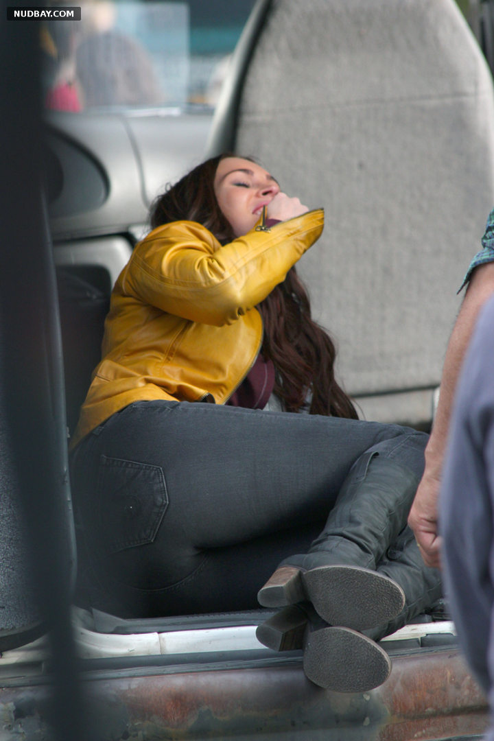 Megan Fox in jeans butt On Set for TMNT May 07th 2013