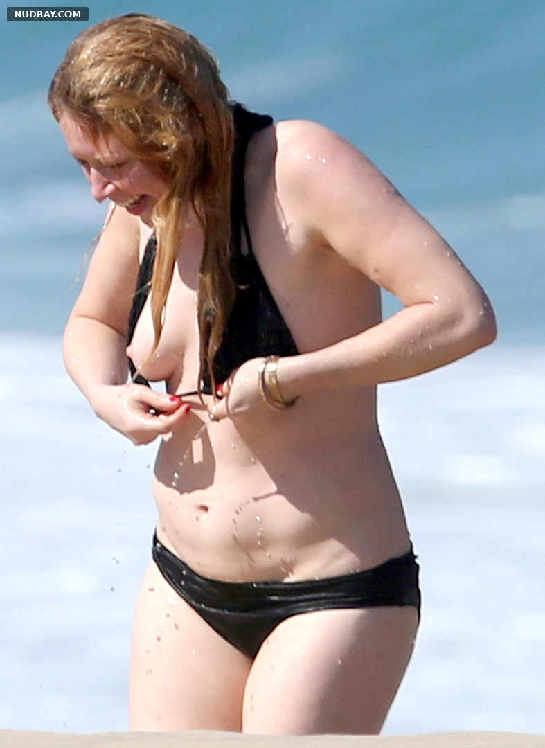 Natasha Lyonne nude tits wears bikini on the beach 2015