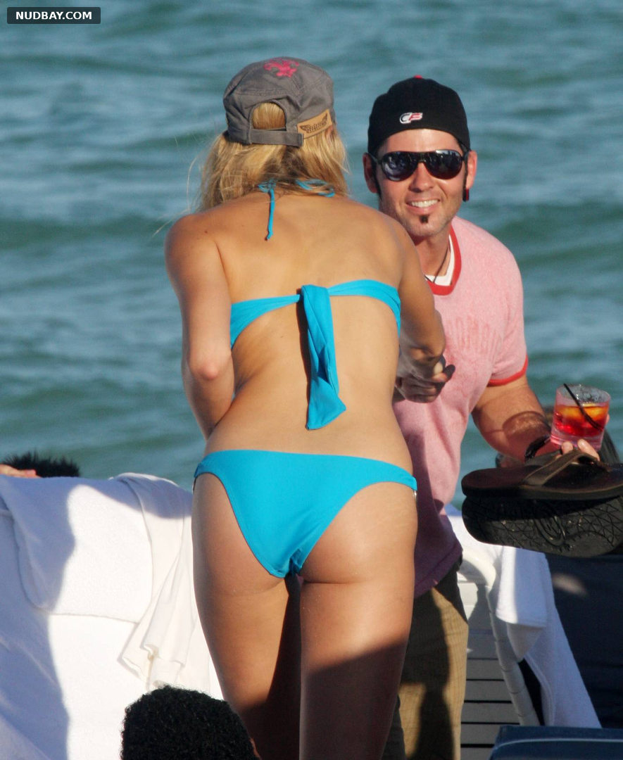 Stacy Keibler Ass in blue bikini on the beach 2008