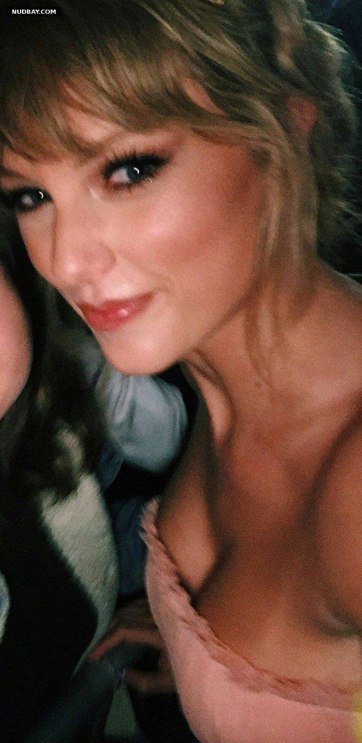 Taylor Swift in a sexy dress flashed boobs in a selfie 2020